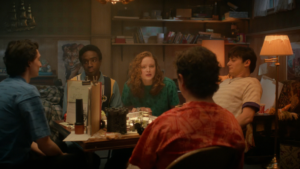 Mike lucas max will and dustin playing dungeons and dragons in stranger things