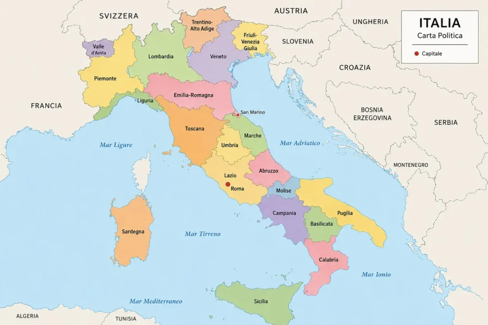 Cartina politica d'italia