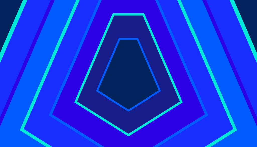 Sfondo grafico astratto con forme geometriche blu e azzurre ispirate alla Serie A.
