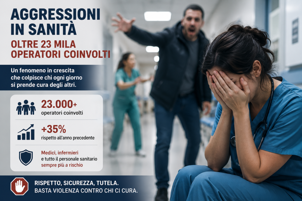 Aggressioni in sanità, oltre 23 mila operatori coinvolti