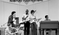 newport dylan on stage
