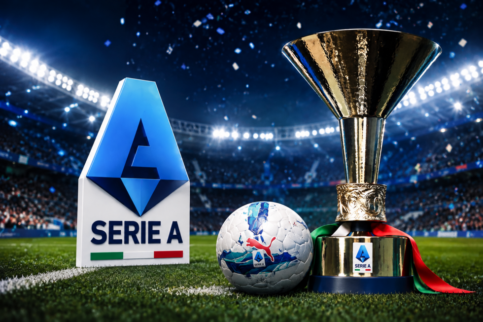 Immagine illustrativa dedicata alla Serie A 2026-2027, con stadio, pallone e trofeo.