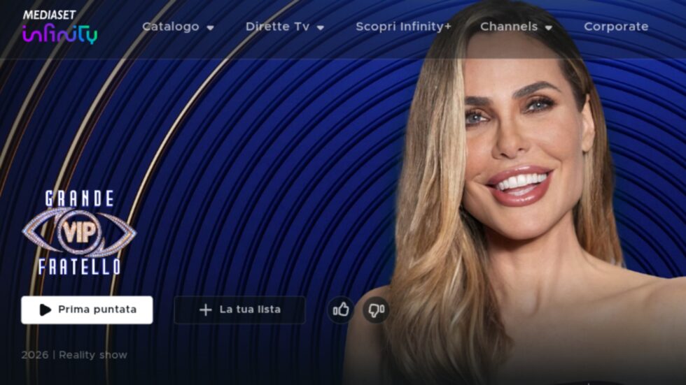 Schermata del Grande Fratello con Ilary Blasi in primo piano