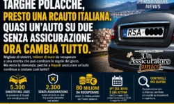 Auto con targa polacca oscurata davanti a un paesaggio urbano italiano