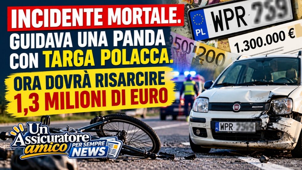 INCIDENTE MORTALE. GUIDAVA UNA PANDA CON TARGA POLACCA. ORA DOVRA' RISARCIRE 1.3 MILIONI DI EURO.