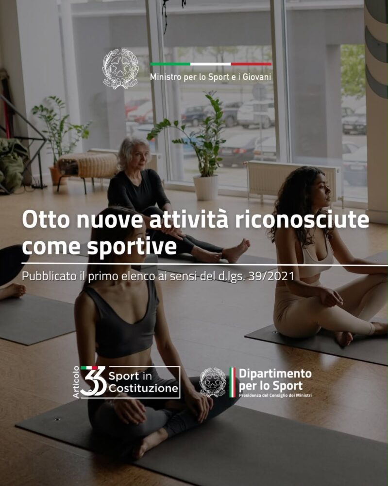 8 nuove attività sportive: il decreto del Ministero per lo Sport e i Giovani